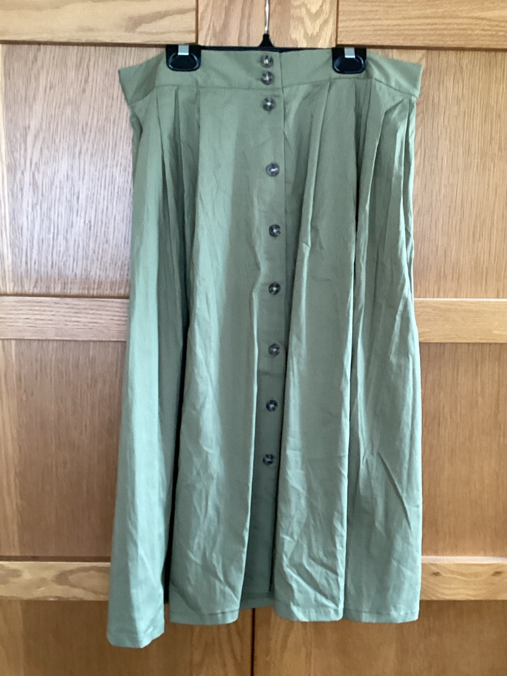 Olive Green Button-Front Women's Skirt